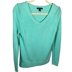 Lands’ End v-neck long sleeve sweater teal XS